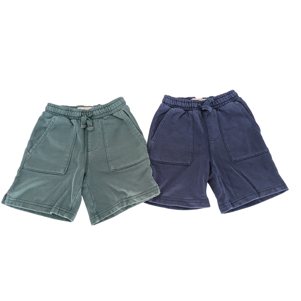 LOT 2 PCS Mini Boden Sweat Shorts Kids 5Y Blue Green Cotton Drawstring